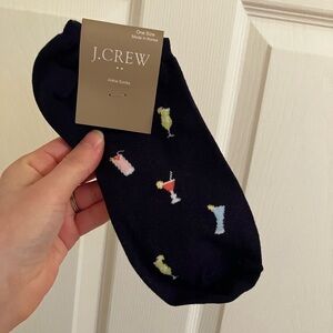 🆓 J. Crew Navy Blue Cocktail Drinks Design Ankle Socks NWT - FREE in Bundle!
